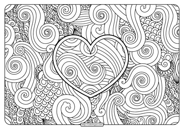 Free Printable Zentangle Heart Pdf Coloring Page 1 free printable zentangle heart pdf coloring pages e1589297534656