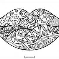 free printable zentangle lips pdf coloring page