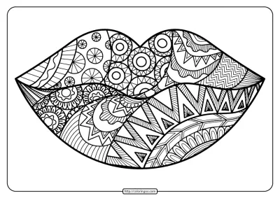 Free Printable Zentangle Lips Pdf Coloring Page