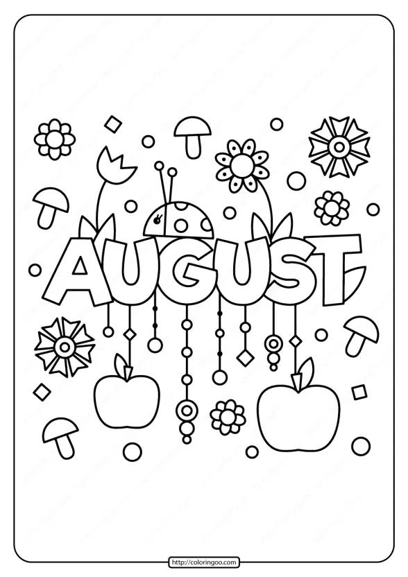 Printable August Pdf Coloring Page 1 printable august pdf coloring page