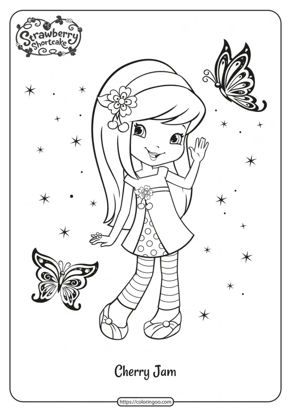 Printable Cherry Jam and Butterflies Coloring Page 1 printable cherry jam and butterflies coloring page