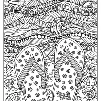 printable flip flops on beach pdf coloring page