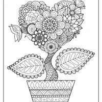 printable heart flower pdf coloring page