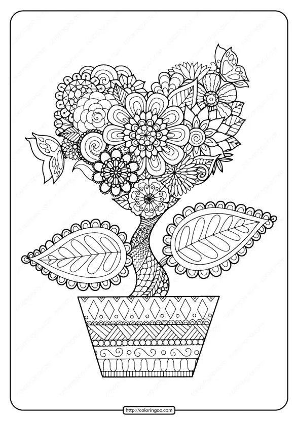 Printable Heart Flower Pdf Coloring Page 1 printable heart flower pdf coloring page