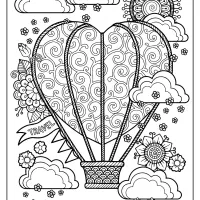 printable heart shaped hot air balloon coloring pages