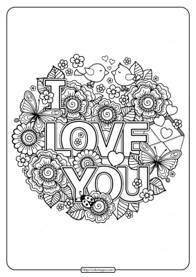 Printable I Love You Pdf Coloring Page