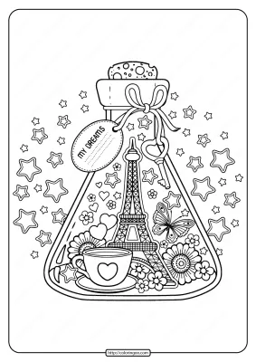 Printable Paris City of Love Pdf Coloring Page