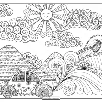 printable summer road trip pdf coloring page