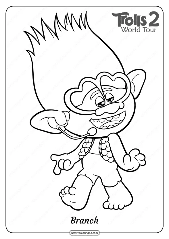 printable trolls 2 branch pdf coloring page