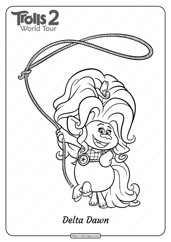 printable trolls 2 delta dawn pdf coloring page