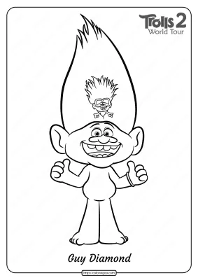 Free Printable Trolls 2 Guy Diamond Coloring Page