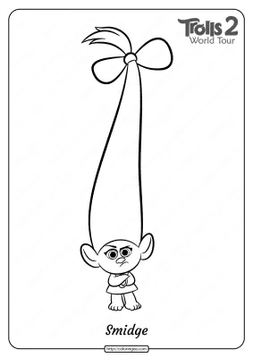 Free Printable Trolls 2 Smidge Pdf Coloring Page