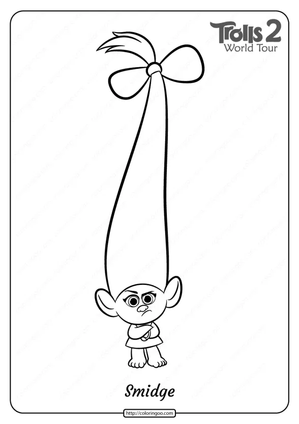 printable trolls 2 smidge pdf coloring page