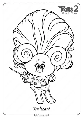 Free Printable Trolls 2 Trollzart Pdf Coloring Page
