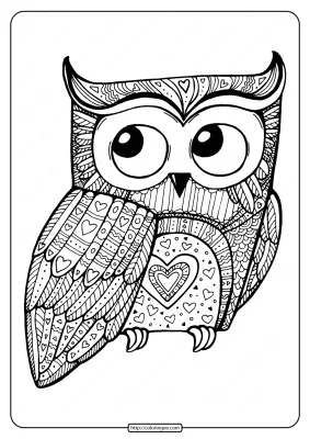 Printable Valentine Owl Pdf Coloring Page