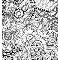 printable zentangle hearts pdf coloring page