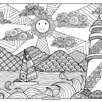 sailboat and lighthouse pdf coloring page