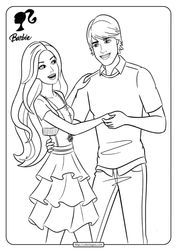 Printable Barbie Dancing with Ken Coloring Pages 20 1 free printable barbie pdf coloring pages 20