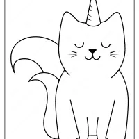 free printable cute caticorn pdf coloring page