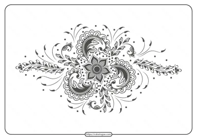 Free Printable Illustration of Mehndi Ornament Pdf