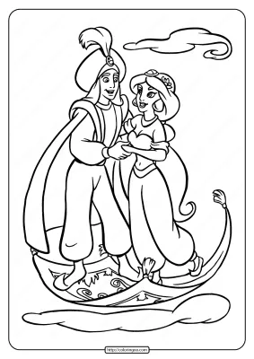 Printable Jasmine Found Her Prince Coloring Page