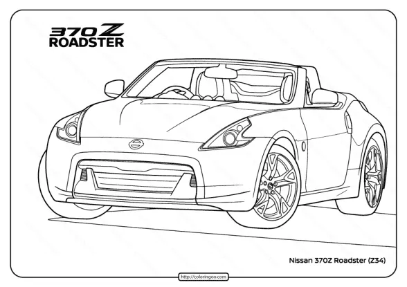 Free Printable Nissan 370Z Roadster Coloring Page 1 free printable nissan 370Z roadster coloring page