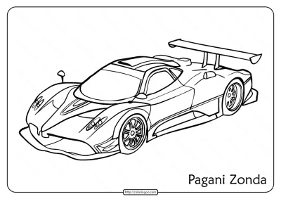 Free Printable Pagani Zonda Pdf Coloring Page