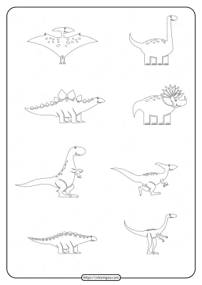 Free Printable Simple Dinosaur Drawings Page
