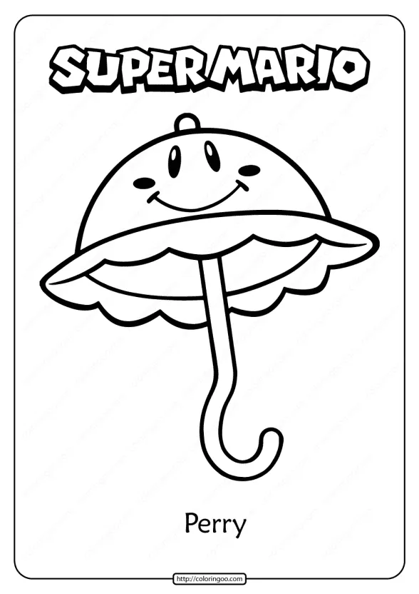 Free Printable Super Mario Perry Coloring Page 1 free printable super mario perry pdf coloring page