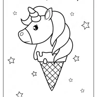 free printable unicorn ice cream cone coloring page