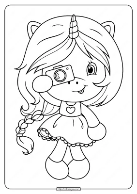 Free Printable Unicorn Photographer Coloring Page