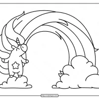 free printable unicorn with a rainbow coloring page