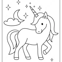 free printable unicorn with the moon coloring page