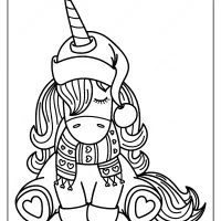 free printable winter unicorn pdf coloring page