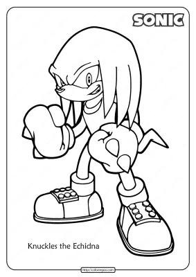 Knuckles the Echidna Printable Coloring Pages