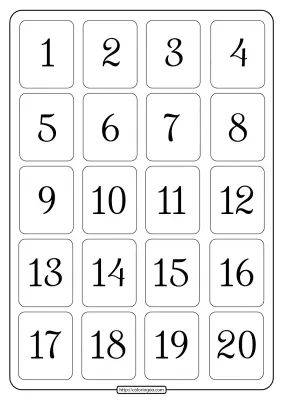 Printable 1 to 20 Rectangle Border Numbers Worksheet 03