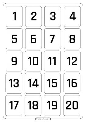 Printable 1 to 20 Rectangle Border Numbers Worksheet 04