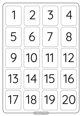 Printable 1 to 20 Rectangle Border Numbers Worksheet 05