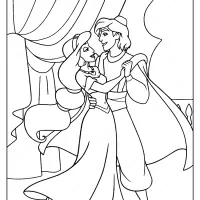 Printable Aladdin and Jasmine Dancing Coloring Page 20 printable aladdin and jasmine dancing coloring page