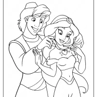 Printable Aladdin and Princess Jasmine Coloring Page 21 printable aladdin and princess jasmine coloring page