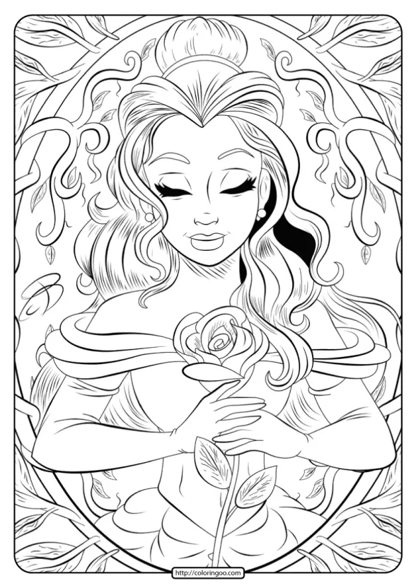 Printable Beauty and the Beast Belle Coloring Page 1 printable beauty and the beast belle coloring page