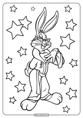Printable Bugs Bunny in Sunglasses Coloring Page