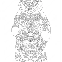 printable illustration bear adult coloring page
