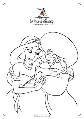 Printable Princess Jasmine Father’s Day Coloring Page