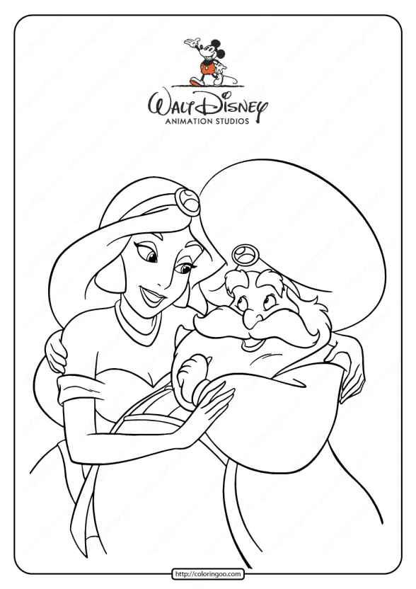 Printable Princess Jasmine Father's Day Coloring Page 1 printable princess jasmine fathers day coloring page