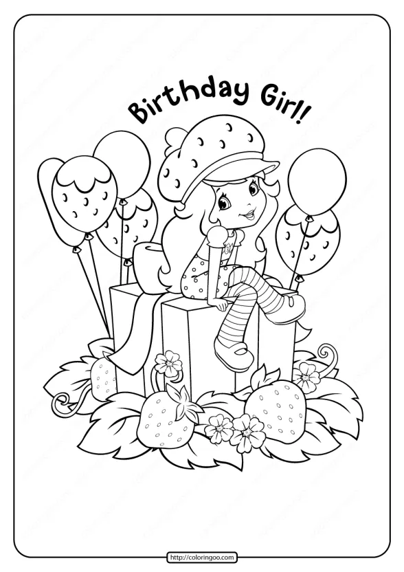 Printable Strawberry Shortcake Birthday Girl 1 printable strawberry shortcake birthday girl coloring page