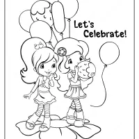 printable strawberry shortcake celebrate coloring page