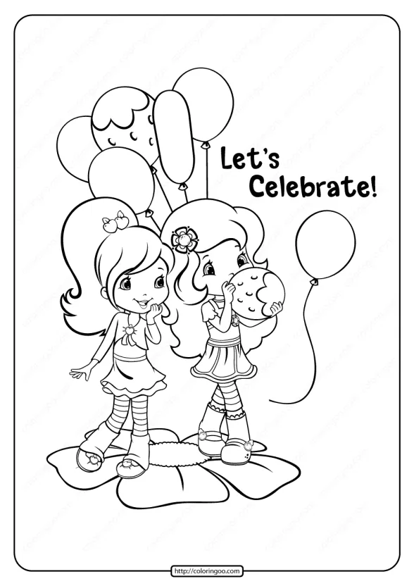 Printable Strawberry Shortcake Celebrate Coloring 1 printable strawberry shortcake celebrate coloring page