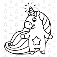 printable unicorn with star belly coloring page