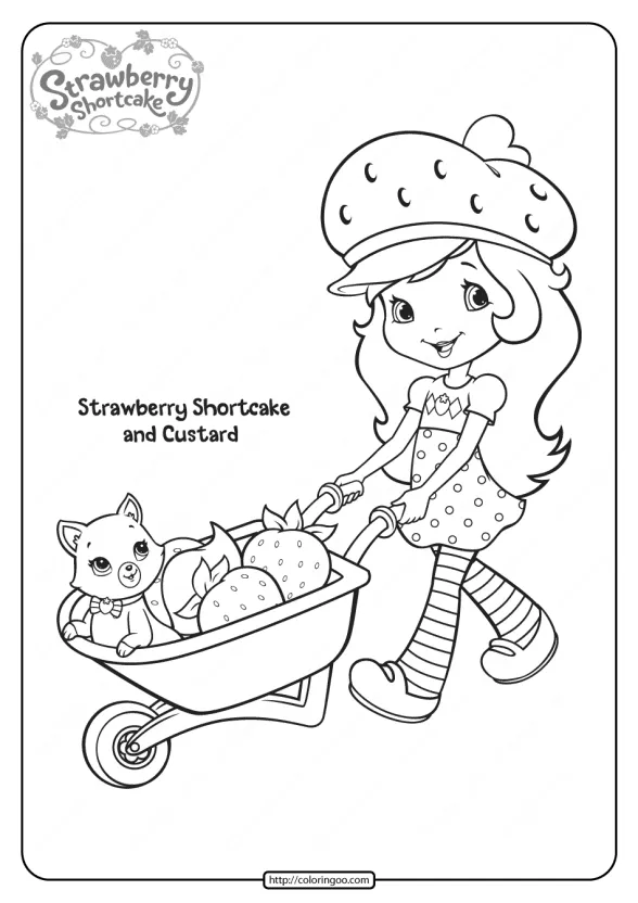 Strawberry Shortcake and Custard Coloring Page 1 Strawberry Shortcake and Custard Coloring Page